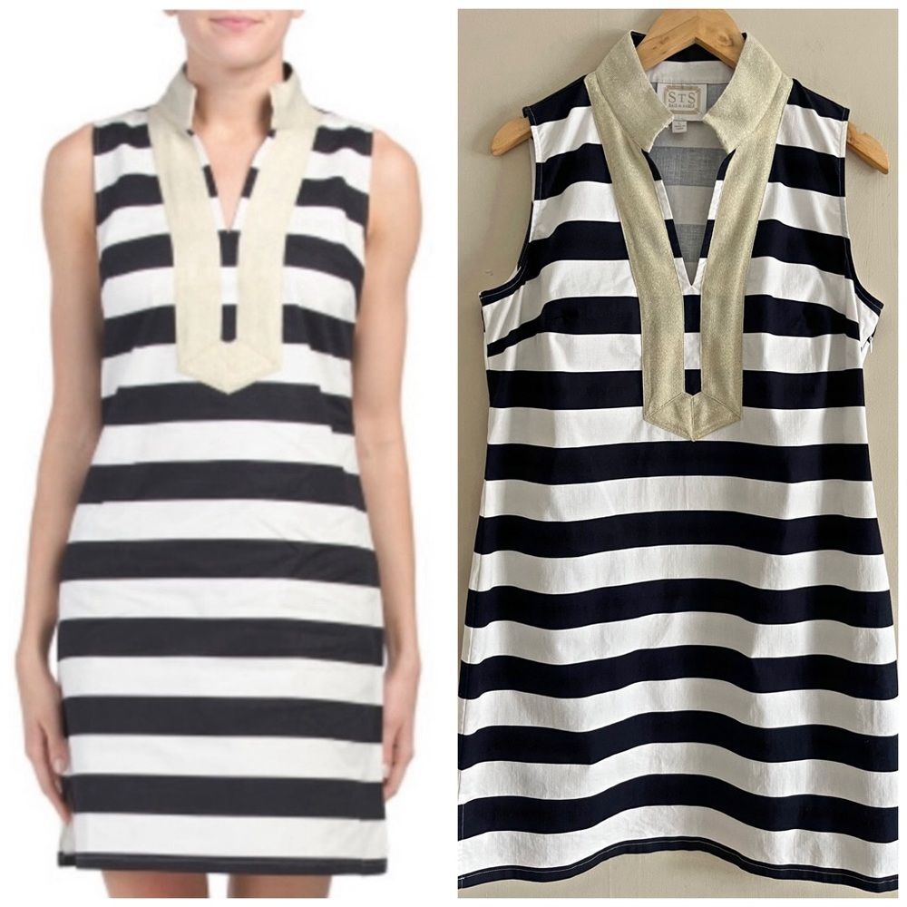 Sail to Sable Black and White Striped Mini Dress